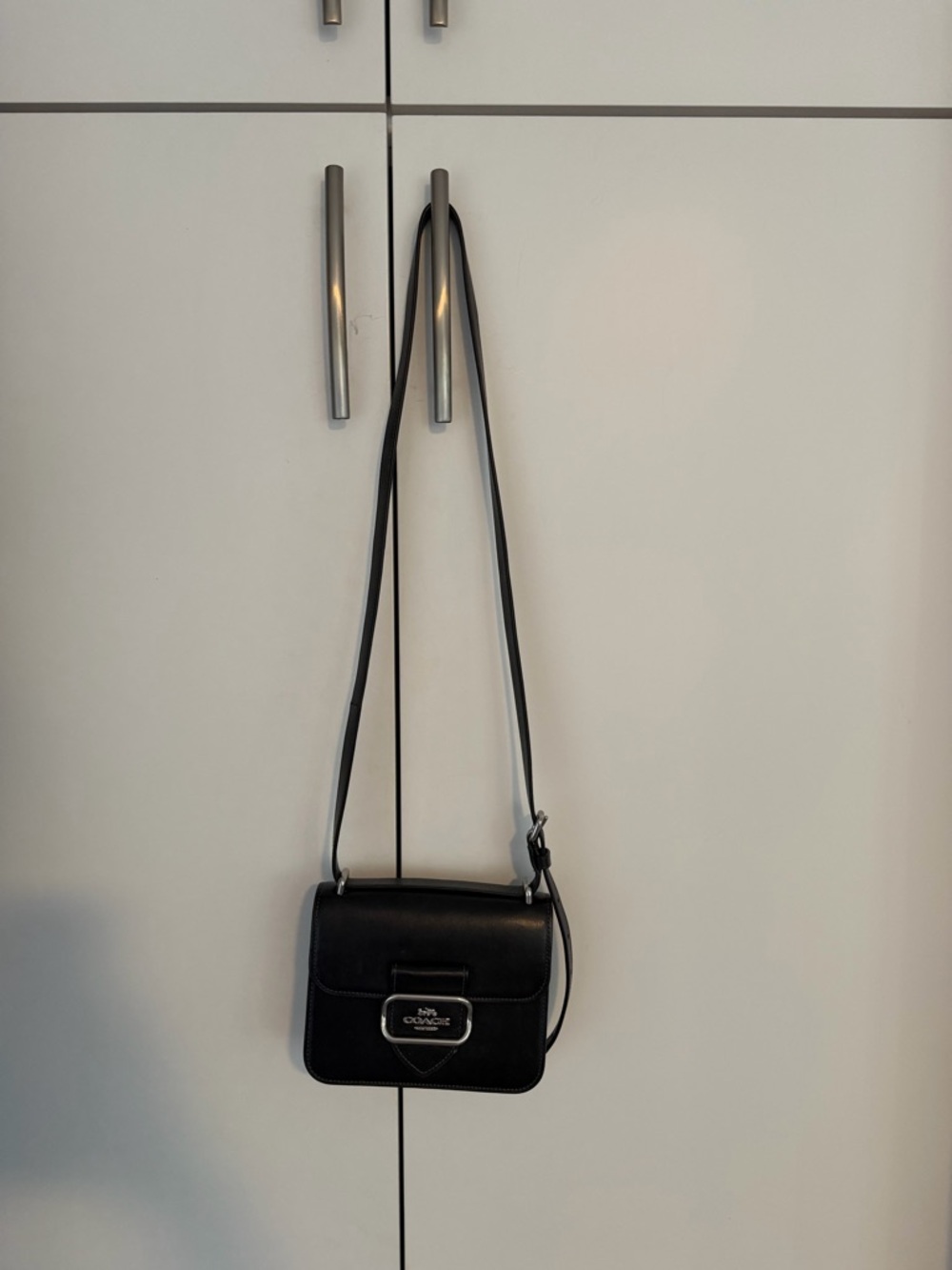 Coach Black Leather Crossbody with Silver Accent Buckle - Picture 2 of 6